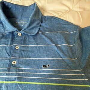 Simsbury Stripe Performance Vineyard Vines Polo in Azure blue Golf Polo Shirt M